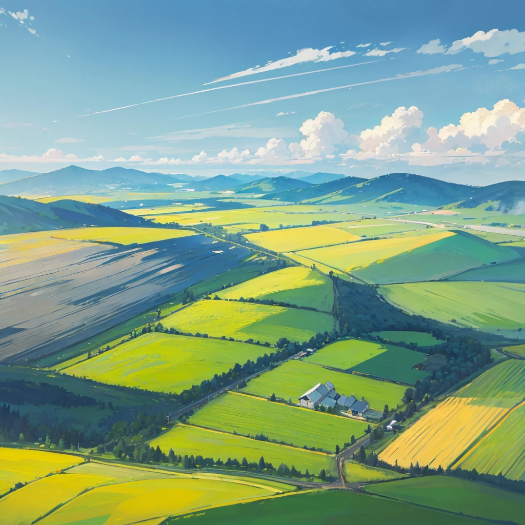 "Modern rural landscape"
Title: "Modern rural landscape"
Theme: Modern rural and natural beauty
Background: modern rural landscape. A vast countryside with wind generators and solar panels visible.
Main character: A vast countryside and modern wind turbines and solar panels nestled within it.
Details of painting style
Color tone: Based on bright green or yellow-green, add blue of the sky and white of clouds. Van Gogh's vivid colors emphasize the beauty of nature.
Lighting: Natural light during the day illuminates the fields and wind turbines. Draw the sunlight to give it a Van Gogh-like glow.
Texture: Thick brush strokes create details of rural grass and wind turbines. Fusing modern technology with nature.
Detail: Add fine detail to the countryside, wind turbine blades and solar panel surfaces to create a realistic depiction of a modern rural landscape.