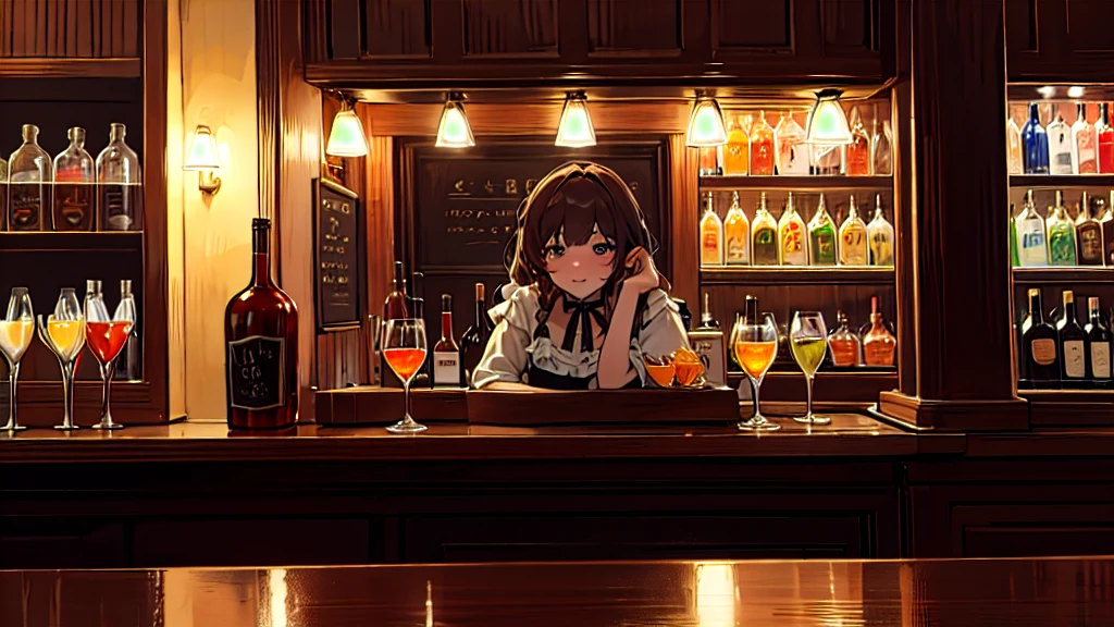 Night bar, bartender, multiple customers, high quality, high quality, high detail, 4k.8k