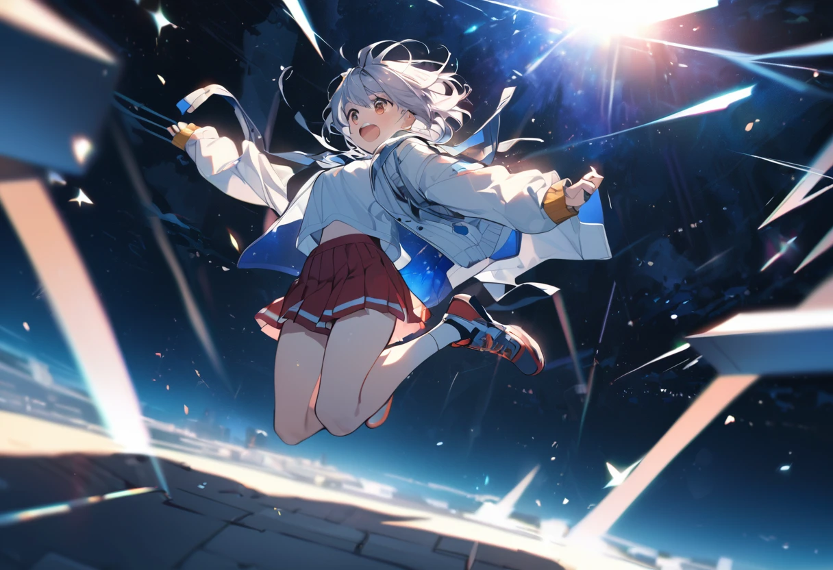 bright,Jump,high school student,Online Space