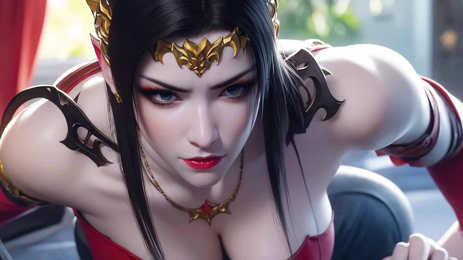 (lifelike, high - resolution:1.3), 1 girl with a perfect body, Super fine face and eyes,slong hair, Tank top of random colors:1.2, short jeans, big boob,Expose cleavage5)), aurora, lightning, hyper-realistic graphics, most realistic graphics, 1 girl, alone, solo, Extremely sharp, surreal image, (((frontal portrait: 1)))."