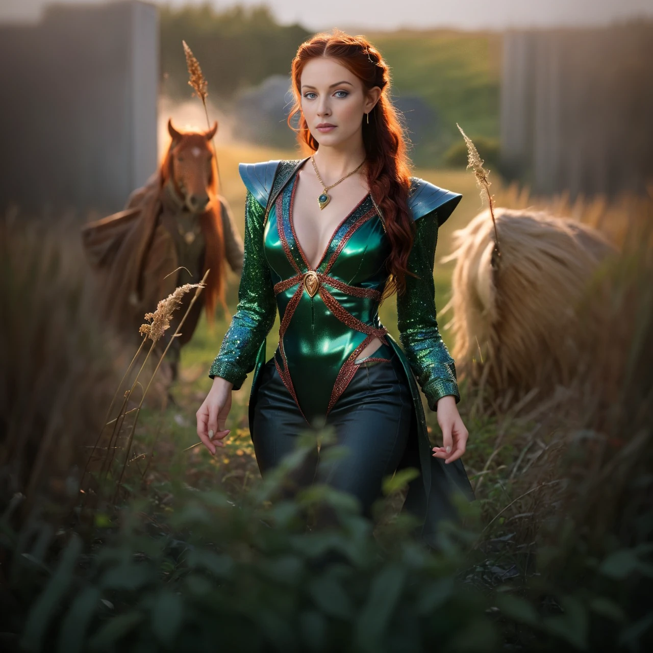 A woman in a landscape