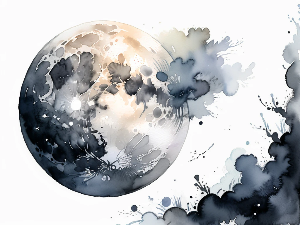 White background
a beautiful watercolor full moon
chic and modern design
monotone
The background is white