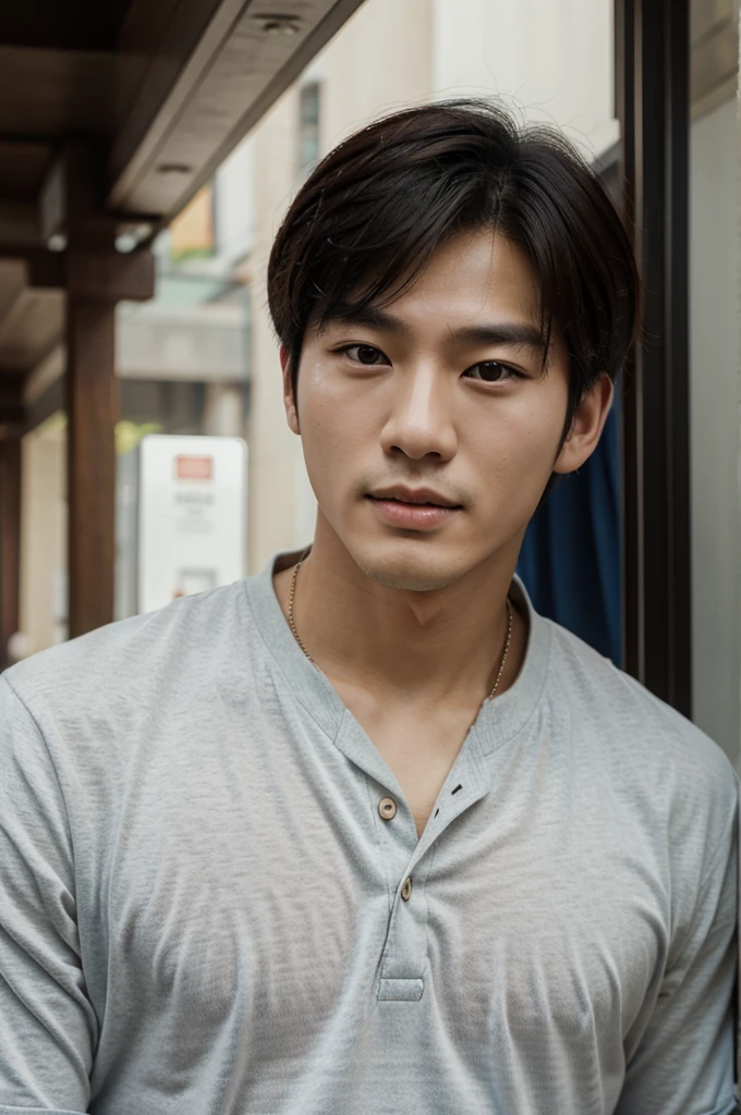 A handsome Korean man makes him even more handsome.