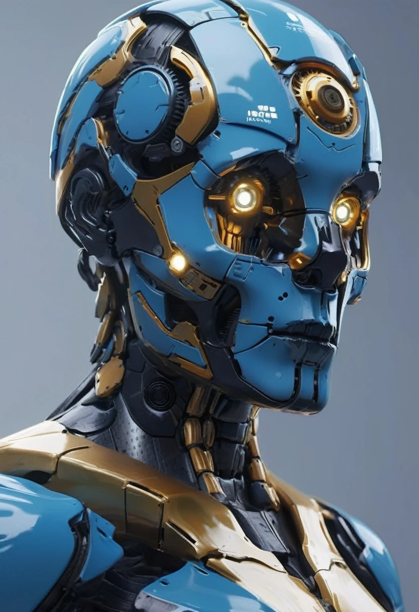 (masutepiece, Humanoid robot with complex machinery:1.3), (Captivating depiction of human-shaped robot figures:1.2),Beautie、 (Meticulously crafted to showcase the fusion of technology and aesthetics:1.2), (The body of the robot consists entirely of complex gears, Gold and titanium parts:1.1), (Wires intricately interweave the frame to form a mechanical circulatory system:1.1), (Strategically positioned porcelain plates to protect critical components:1.1), (Human-like head with a perfectly symmetrical face:1.1), (Thick and dark eyebrows surround expressive features:1.1), (Hair styled in stunning upsweep fashion, Vibrant shades of blue:1.1), (Set in a scientific laboratory, Focus Lighting Robot:1.1), (A spotlight that highlights the complexity of its machines and the beauty of their design:1.1), (Meticulous attention to gear details, wires, and Components:1.1), (A depiction that captures the harmonious fusion of humans and technology:1.1), (A sense of wonder and innovation represented by the creation of robots:1.1), (Images that inspire reflection on the future of human-machine interaction:1.1), (Precision meets aesthetics、Artwork that creates captivating and thought-provoking compositions:1.1)), Cinematic, ultra-detailliert, Insane details, Beautifully color graded, Unreal Engine, degrees of , Hyper-Resolution, Megapixel, cinematic lightening, Anti-aliasing, FKAA, TXAA, nffsw, SSAO, post processed, Post Production, Tone Mapping, ....CGI, VFX, tokusatsu, insanely detailed and intricat, Hyper maximalist, Hyper realistic, Volumetric, Photorealistic, ultra photoreal, Ultra-detailed, Intricate details, super detailed, fulcolor, Volumetric lightning, nffsw, Realistic, Unreal Engine, 16 K, Sharp Focus, Octane Render