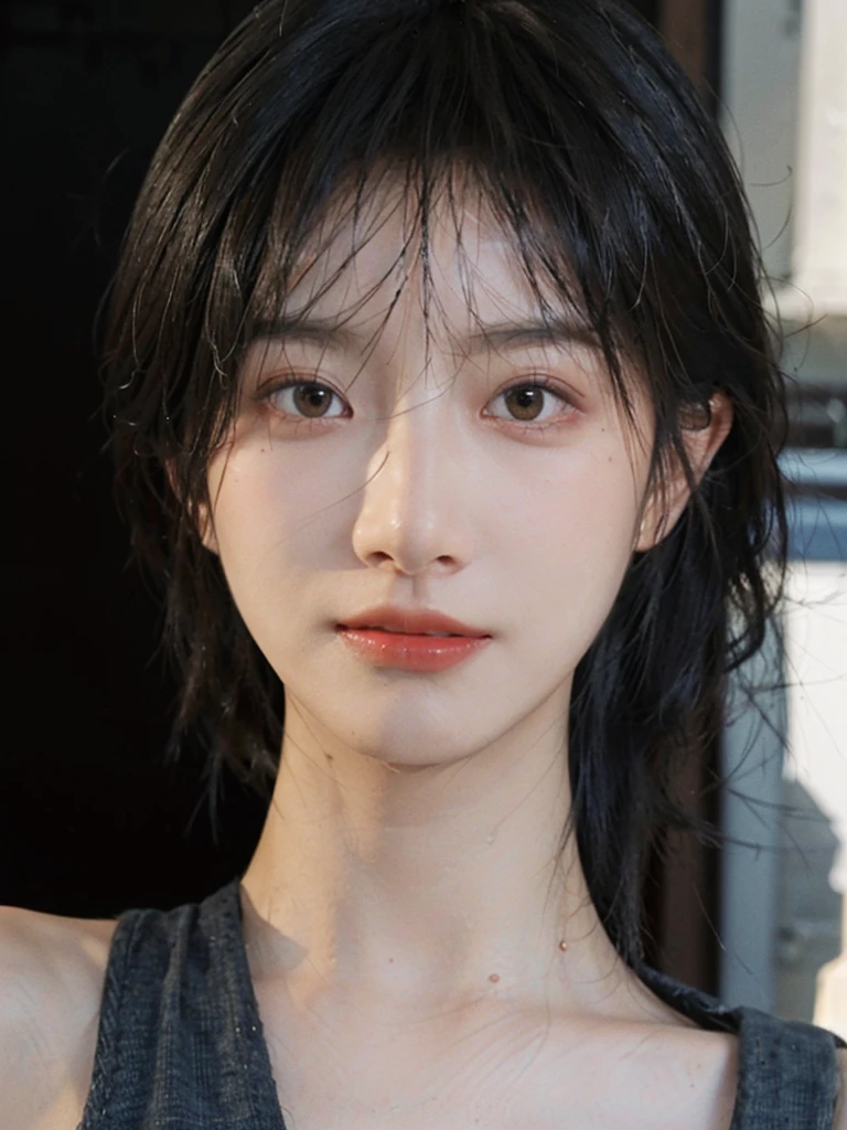 (Skin details:1.4), (smooth skin textures:1.3), (Upper body:1.4),(Upper Body:1.3)Lipstick, background, earrings, serene, calm, (Realistic and detailed eyes:1.2), Natural skin texture, Realistic facial details, Soft dramatic lighting, Vivid details, 35 mm film, outdoor, (Photo Practical:1.4), (hyper Practical:1.4), (Practical:1.3), (Smoother lighting:1.05), (Improve lighting quality:0.9), (Highest quality real skin textures:1.4), Exquisite eyes, Delicate face, Close-up of face, (Enhance the beauty of skin texture:1.1), Hair details,(Large Breasts:1.3)normal body ratio, short hair, Moles under the eyes, A faint smile,Portrait Photography, Depth of Field, Bokeh, Surrealism, Ray Tracing, (Portrait Photography:1.1), Surrealism, High Detail, Chiaroscuro, Ray Tracing, reflected light, Ultra HD, Ultra HD, masterpiece, Textured Skin, Super Detail, High Detail, high quality, best quality