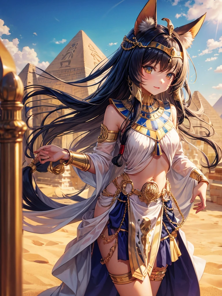 Catgirl, egyptian clothes, egyptian crown