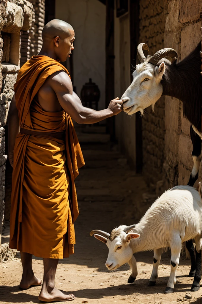 Monk killing goat