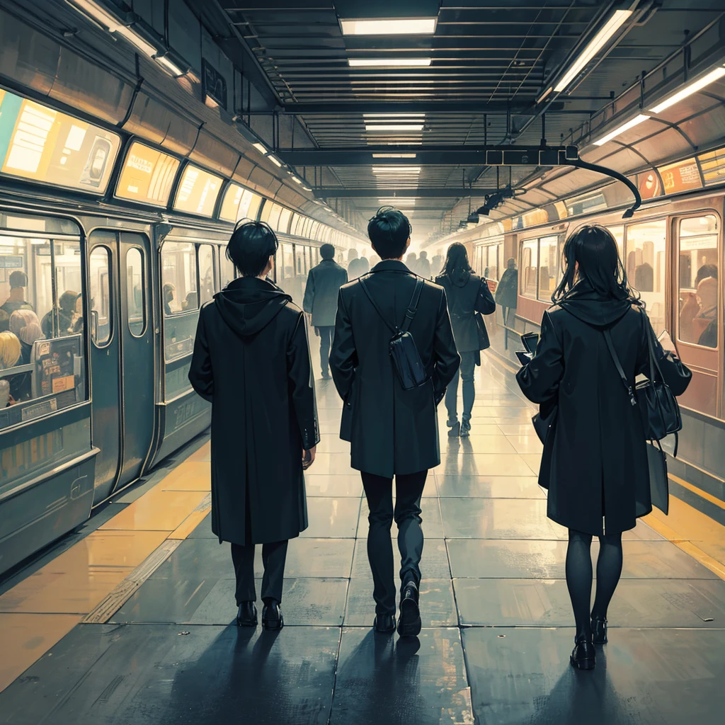 "Modern Commuting Scene"
Theme: Busy city life and people's lives
Background: A subway station in a modern metropolis. Rush hour.
Main character: A station platform with people commuting to work.
Details of the style
Color: Van Gogh's distinctive vibrant colors are used. The high contrast of colors expresses the liveliness of the city.
Lighting: The station's lights brightly illuminate the whole scene. Van Gogh's distinctive light reflection is used to express the glow of the electric lights.
Texture: Short, powerful brushstrokes depict the movement of the crowds and the structure of the station. Brushstrokes that give a sense of movement.
Details: The station's advertisements and signs, as well as the clothes and expressions of the people, add fine details to realistically depict modern city life.
Illustration prompt: "Digital Nostalgia"
Title: "Digital Nostalgia"
Theme: Modern technology and memories of the past
Background: A digital lab lined with high-tech devices.
Main character: A person digitally recreating old photos and memories.
Details of the style
Color: Warm colors contrasted with cool digital blues. A sepia-toned filter is applied to create a nostalgic atmosphere.
Lighting: Light from the device screen illuminates the face. Shadows are emphasized, expressing the contrast between digital and analogue.
Texture: Utilizing Van Gogh's distinctive brushstrokes, the metallic texture of the device and the softness of old photographs are depicted.
Detail: Attention to the fine details of the digital device and screen creates a scene where modern technology intersects with past memories.