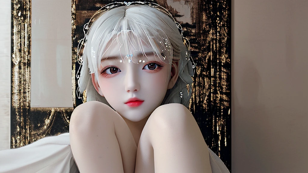 beautiful girl,White头发,White,whole body,(masterpiece:1.6),Rich details,White skin,Delicate face