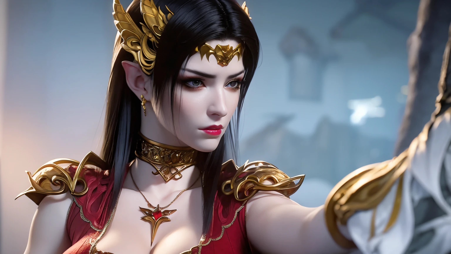 (lifelike, high - resolution:1.3), 1 girl with a perfect body, Super fine face and eyes,slong hair, big boob,Expose cleavage5)), lightning, hyper-realistic graphics, most realistic graphics, 1 girl, alone, solo, Extremely sharp, surreal image.