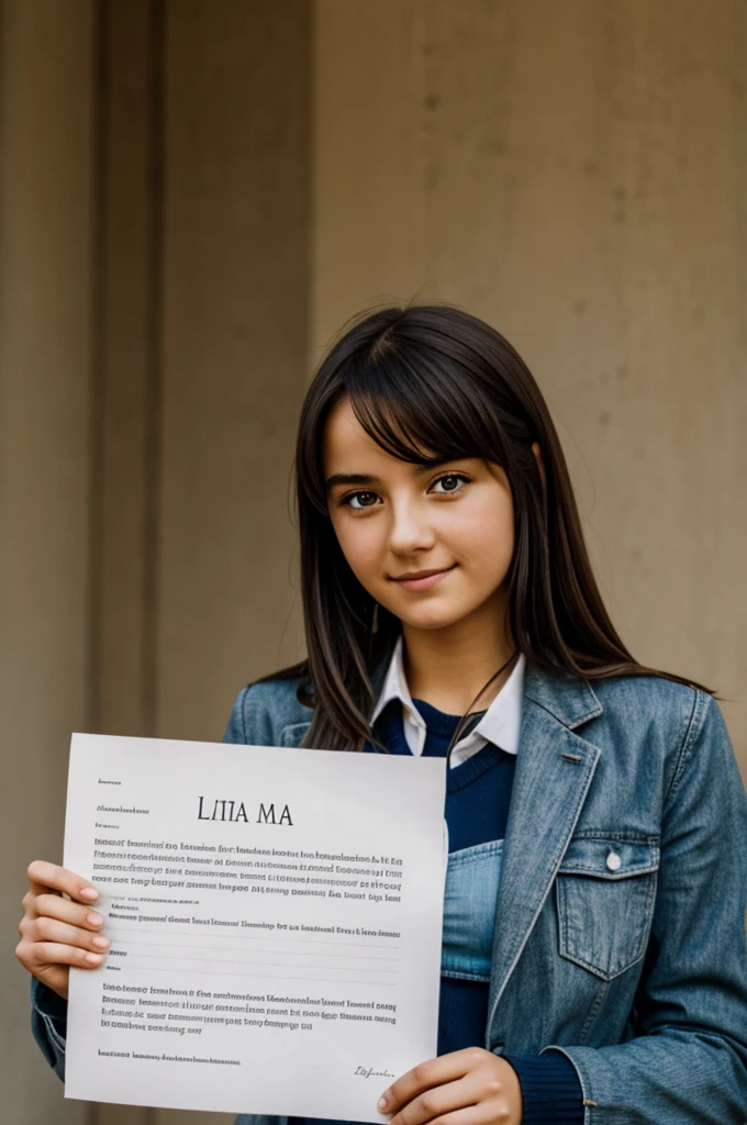 German 18 girl holding a piece of paper with only Lina written on it