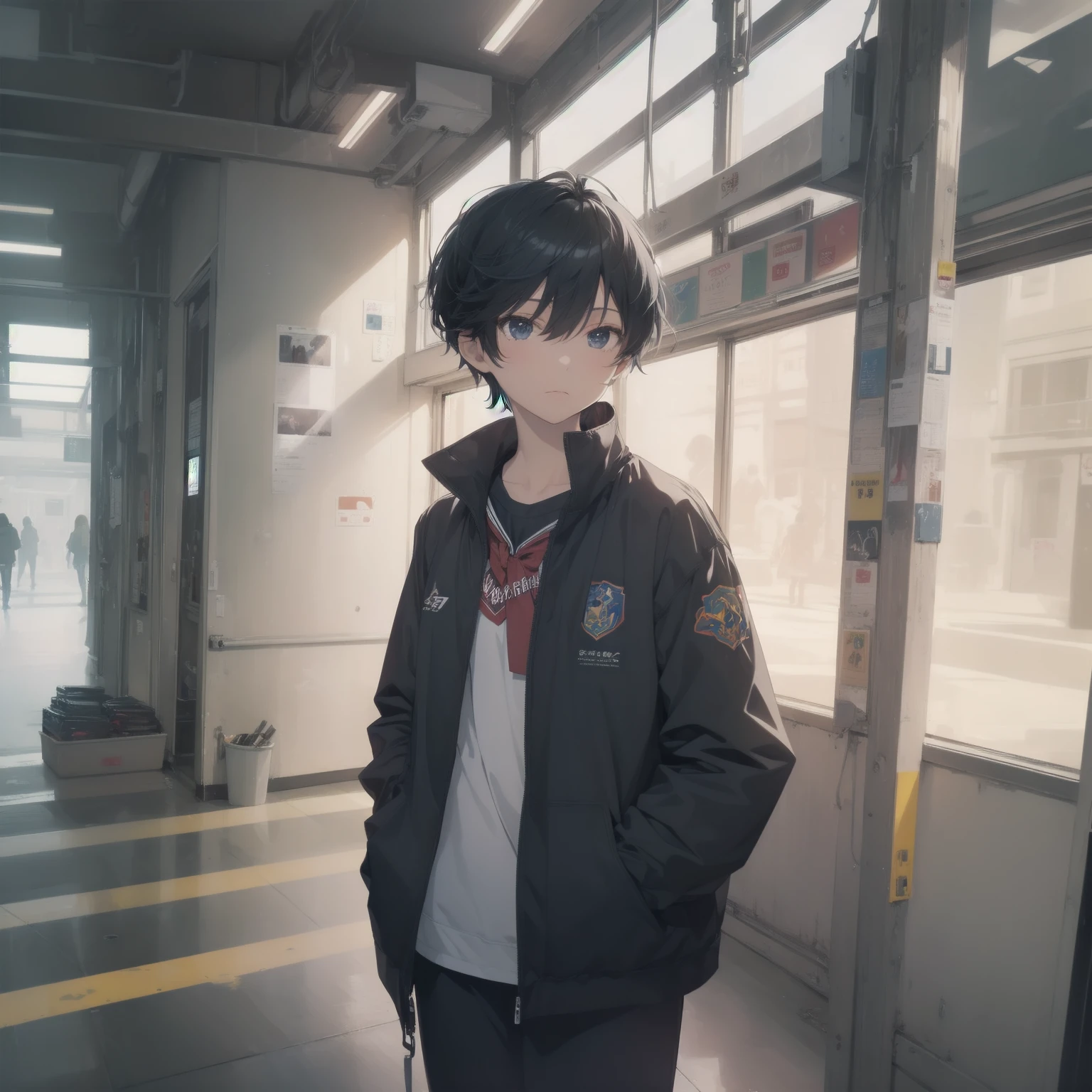 ultra-absurdres-Top quality by artist God, ultra-detailed, high resolution, anime moe artstyle, best anime 8k konachan wallpaper, pixiv contest winner, pool:2810, perfect anatomy,break, 1girl, (Please draw a girl walking sleepily to school alone. )break,(Solo,little female, 13-year-old:1.3),Full limbs, complete fingers,a junior high school student, (very short hair), short cut, flat chest, , small butt, small black eyes, beautiful detailed eyes, well-proportioned iris and pupils, expressive eyes, highres detailed hair, soft expression, salor school_uniform, sailor collar, serahuku, bow, pleated skirt,(Detailed Lighting), (Detailed background), in the School commute route. break,super detailed skin, Best cinematic lighting powered by famous artist, 8k,beauty illustration,photoshop_(medium),very aesthetic,break,((artist:yamamoto_souichirou )), artist:clamp ,artist:carnelian ,artist:kantoku ,