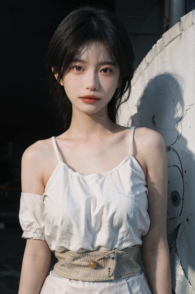1 girl,Model,Upper Body,short hair,A faint smile,serene, calm,Moles under the eyes,Exquisite eyes, Delicate face,Lipstick,earrings,Hair details, skirt,(Dress conservatively:1.3)(Large Breasts:1.2),outdoor,background,城市background,(Skin details:1.4),(Realistic and detailed eyes:1.2), Natural skin texture, Realistic facial details,Close-up of face,Portrait Photography,(Portrait Photography:1.1), (smooth skin textures:1.3), (Highest quality real skin textures:1.4), Direct vision,Soft dramatic lighting, Vivid details, 35 mm film, (Photo Practical:1.4), (hyper Practical:1.4), (Practical:1.3), (Smoother lighting:1.05), (Improve lighting quality:0.9), (Enhance the beauty of skin texture:1.1), Depth of Field, Bokeh, Surrealism, Ray Tracing, ( Surrealism, High Detail, Chiaroscuro, Ray Tracing, reflected light, Ultra HD, Ultra HD, masterpiece, Textured Skin, Super Detail, High Detail, high quality, best quality