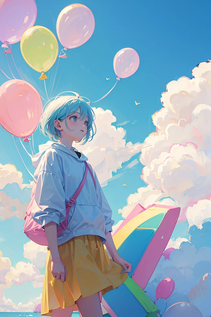 Pastel colored balloons,full,Multiple balloons flying,The balloon says HAPPY BIRTHDAY,No people,Front image,Illustration of balloons only