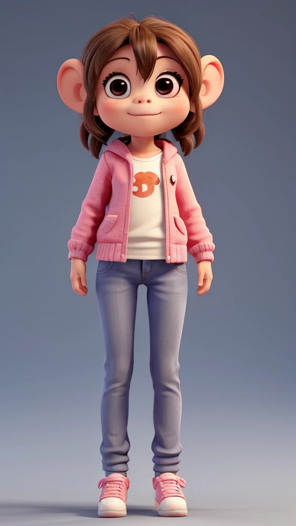 3D 1 person whole body A cute little monkey-like girl Pop and bright I'm feeling down