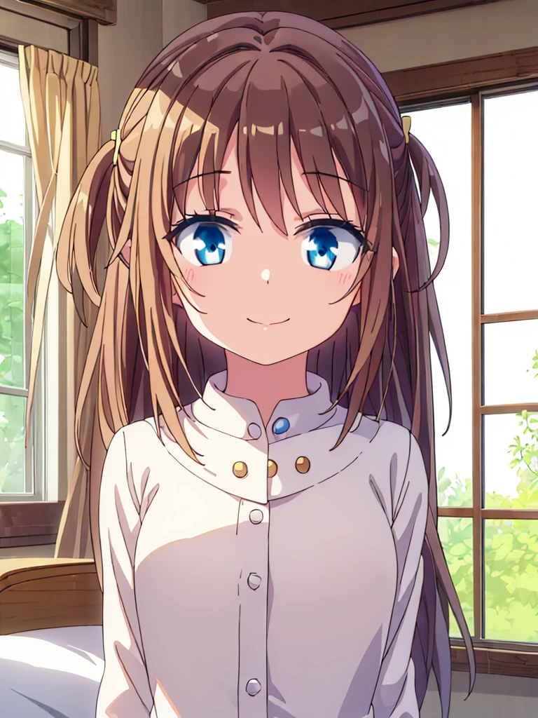 ((masterpiece)), ((best quality)), (ultra-detailed), a cute girl, 1girl, solo,((beautiful eyes)), smile,on the bed,