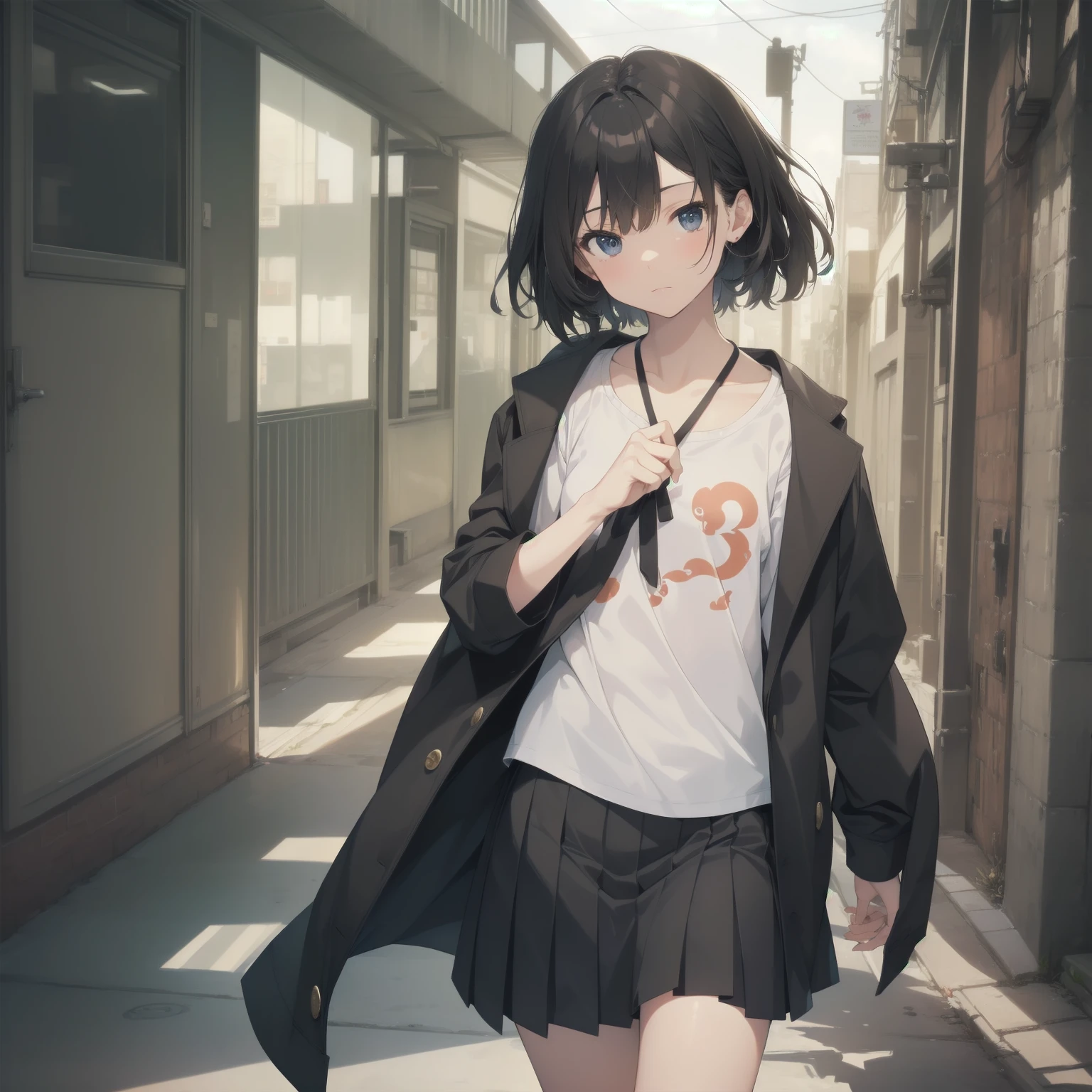 ultra-absurdres-Top quality by artist God, ultra-detailed, high resolution, anime moe artstyle, best anime 8k konachan wallpaper, pixiv contest winner, pool:2810, perfect anatomy,break, 1girl, (Please draw a girl walking sleepily to school alone. )break,(Solo,little female, 13-year-old:1.3),Full limbs, complete fingers,a junior high school student, (very short hair), short cut, flat chest, , small butt, small black eyes, beautiful detailed eyes, well-proportioned iris and pupils, expressive eyes, highres detailed hair, soft expression, salor school_uniform, sailor collar, serahuku, bow, pleated skirt,(Detailed Lighting), (Detailed background), in the School commute route. break,super detailed skin, Best cinematic lighting powered by famous artist, 8k,beauty illustration,photoshop_(medium),very aesthetic,break,((artist:yamamoto_souichirou )), artist:clamp ,artist:carnelian ,artist:kantoku ,