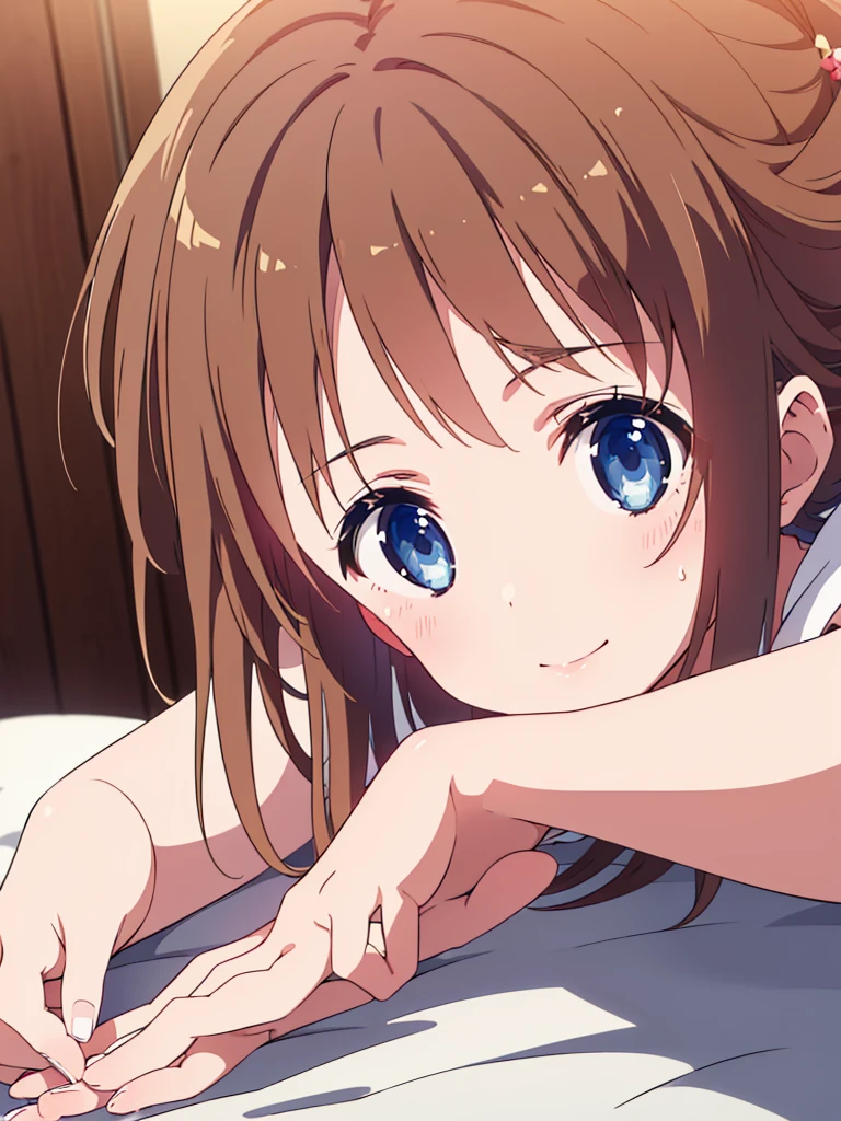 ((masterpiece)), ((best quality)), (ultra-detailed), a cute girl, 1girl, solo,((beautiful eyes)), smile,on the bed,