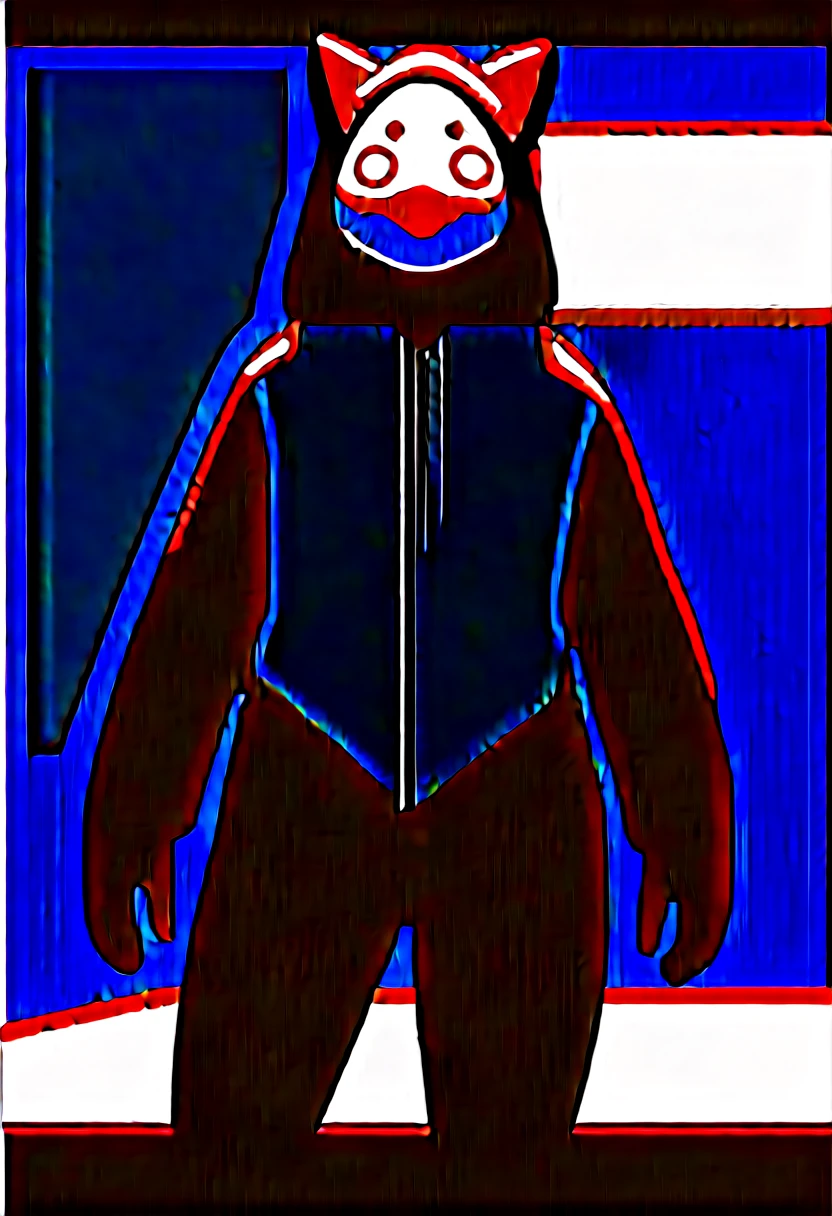 Highest quality, Highest quality, High quality illustrations, masterpiece, Ultra-high resolution, Detailed Background, Games Room, Absurd, Perfect Anatomy, performance, Good lighting, Shadows in the movies(kemono, Furry PersonifiCation), Cat, Dark Skin, Rubber suit, Rubber suit, latex, neon, neonライト, neonカラー, Rubber spats, Rubber Hoodie,  Rubber mask, Embarrassing, Null bulge, male, juvenile