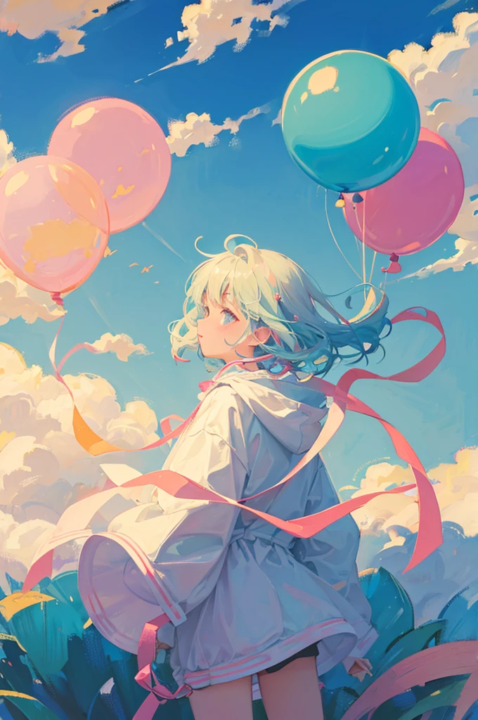 Pastel colored balloons,full,Multiple balloons flying,The balloon says HAPPY BIRTHDAY,((No people)),Front image,((Illustration of balloons only))