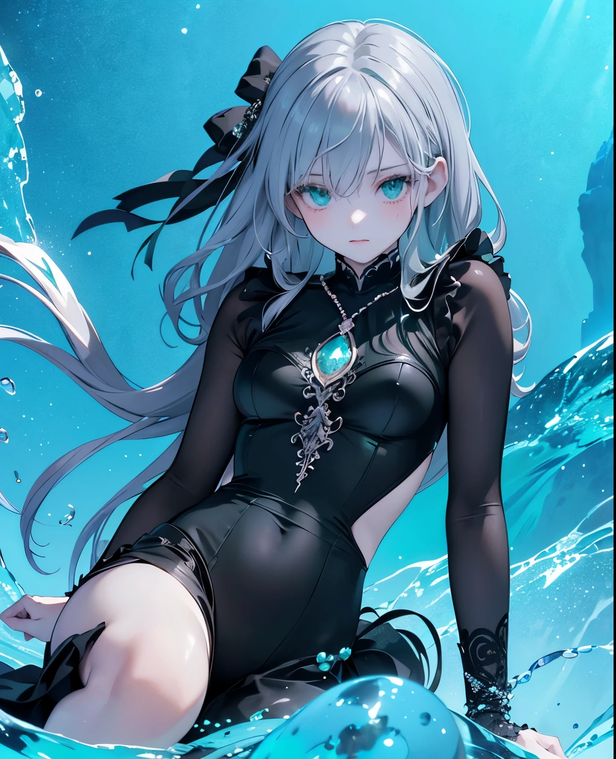 ((dark fantasy)), ((wavy hair, silver hair color, pale skin),(((green aquamarine eyes))), freckles, warm light,( ),busty,Glamour,Gorgeous,monochromes,erotic posing,Dynamic Posing,Arrange Pose,Dramatic,Cinematic,Detailed background, Dynamic Angle,From the angle of the film,Gothic background, Dark fantastic view,Best Quality,masutepiece,8K,The ultimate detailed dark background, Top image quality、RAW photography、超A high resolution,cropped shoulders, overall look is very erotic、Shot for one person only, model shoot, Large round chest, Beautiful Eyes of Details、Very slender eyes、Beautiful eyelashes、Very slim physique, with blush cheeks,Pearl Beaded Bralet Top, ((pearl top)), opal pearl in hand