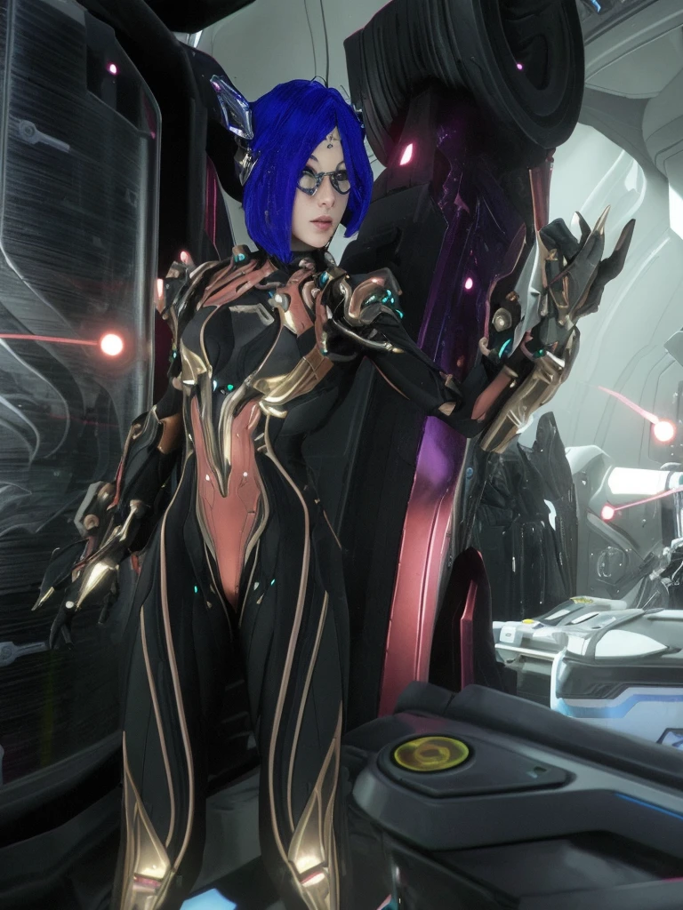 there is a woman in a futuristic suit in a spaceship, of a beautiful female warframe, de um lindo warframe saryn, sharp silver armor fuchsia skin, sigma female, thick, smooth warframe thighs, detailed warframe, 4k ray tracing, 4k ray tracing, dressed in cybernetic armor, Exoskeleton Armor, cyborg goddess in cosmos