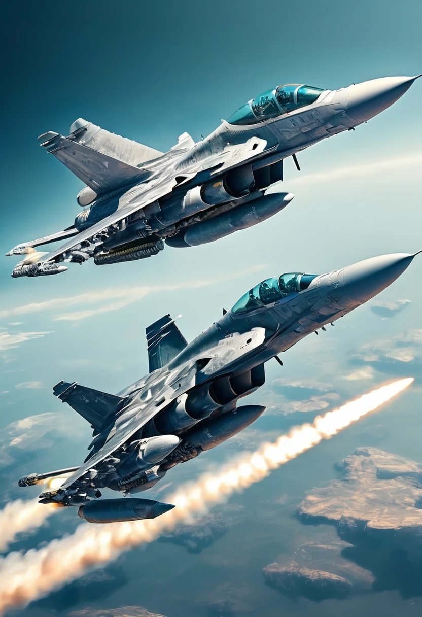 detailed military fighter jets, fighter planes in action, highly detailed aircraft, ultra-detailed aviation, futuristic sci-fi aircraft, aerial combat, war planes, military technology, advanced weapons, dynamic motion, intense battle, dramatic lighting, moody atmosphere, cinematic angle, realistic textures, intricate mechanical parts, seamless integration, stunning visuals, masterful execution