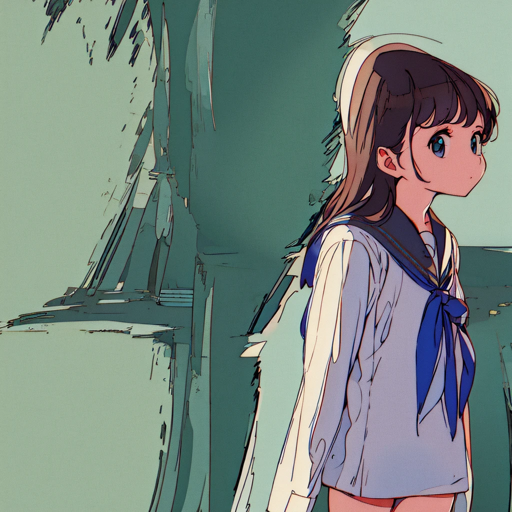 Plain background Chic Sailor suit girl Simple Nostalgic 