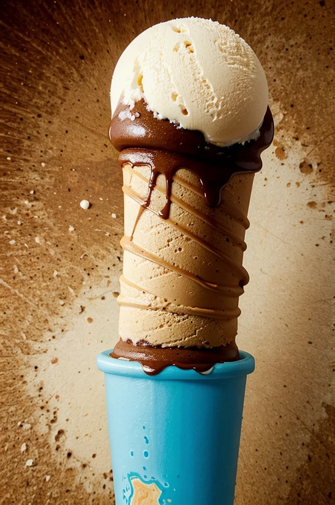 Draw a picture of the earth melting on top of a 2d ice cream cone