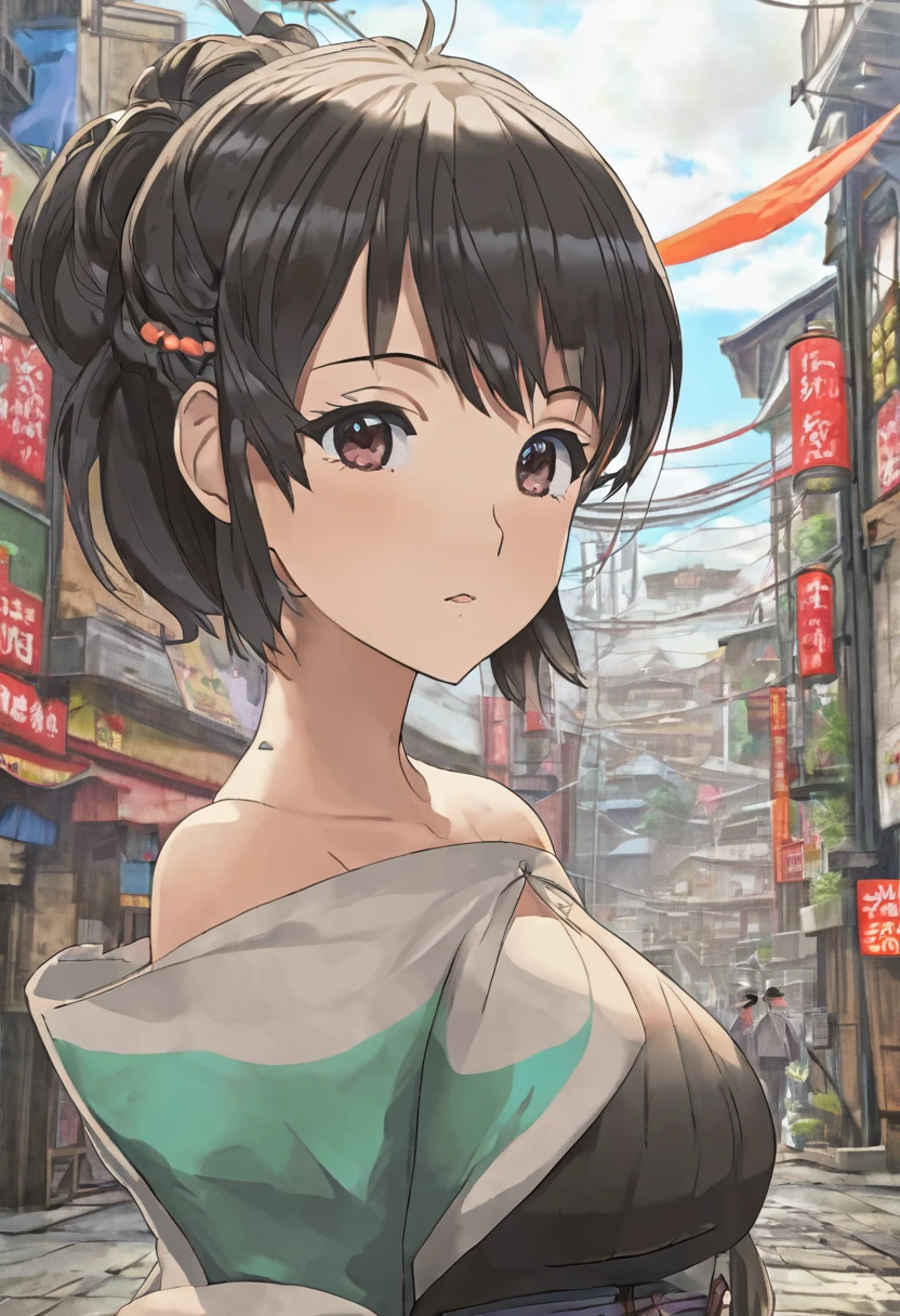 Anime woman with a gomu gomu