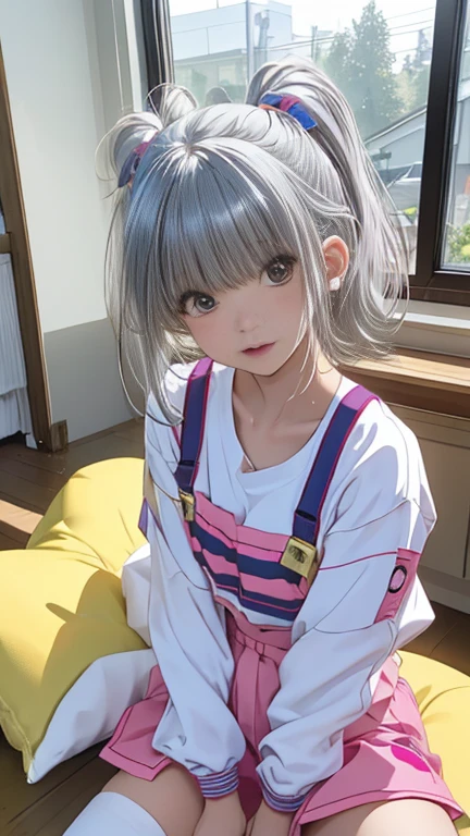 (masterpiece、Highest quality、High resolution、Official Art、Beautiful, beautiful:1.2)、(8K:1.4)、(1 Girl)、Very detailed:1.4、Highest quality、。.3d、(Photorealistic:1.4)、Realistic、colorful、Most detailed、Perfect Face、(Pixie Cut)、(Silver Hair:1.4)、Hmph、(prayer:1.3)、milky way、(Streaks of Light)、Impressive visuals、(Dynamic stripes、Bright orbit:1.2)、Bright colors、(Browsing Caution:1.4)、Place your hands behind your back to support your body、Spread your legs。Pussy in full view、Vaginal insertion、 Panting face、blush、ponytail、