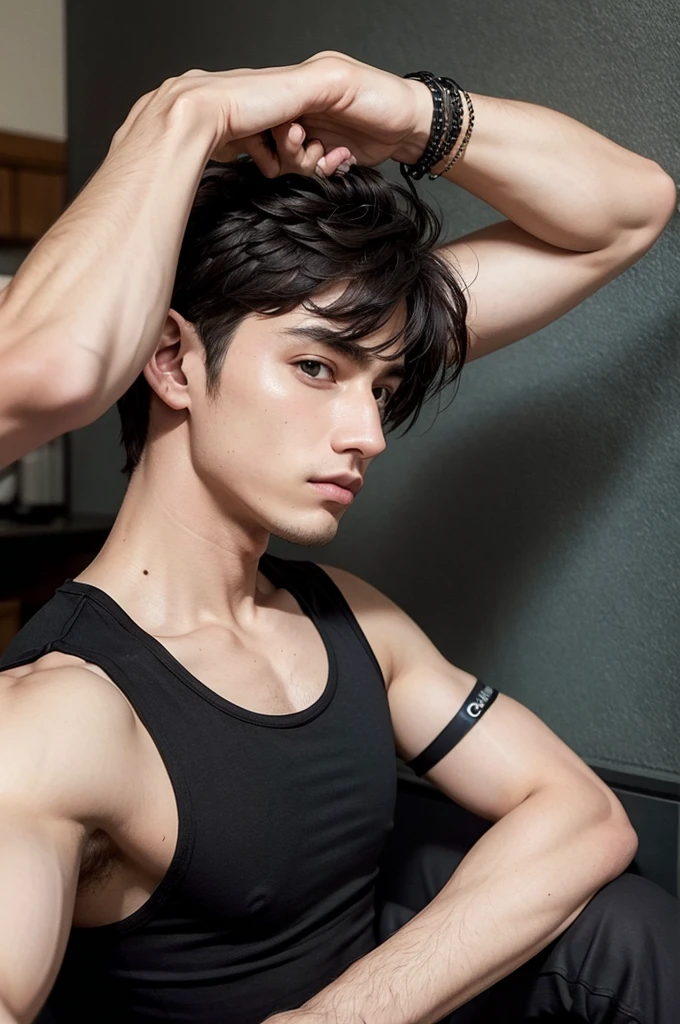 um homem de 18 anos, black tank top, army