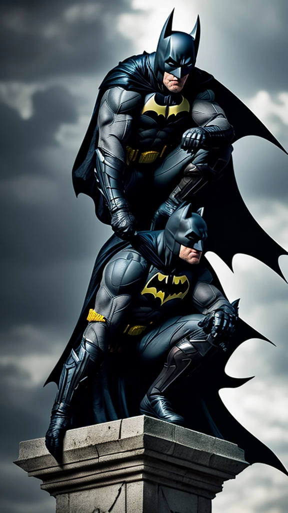Batman perched on a gargoyle