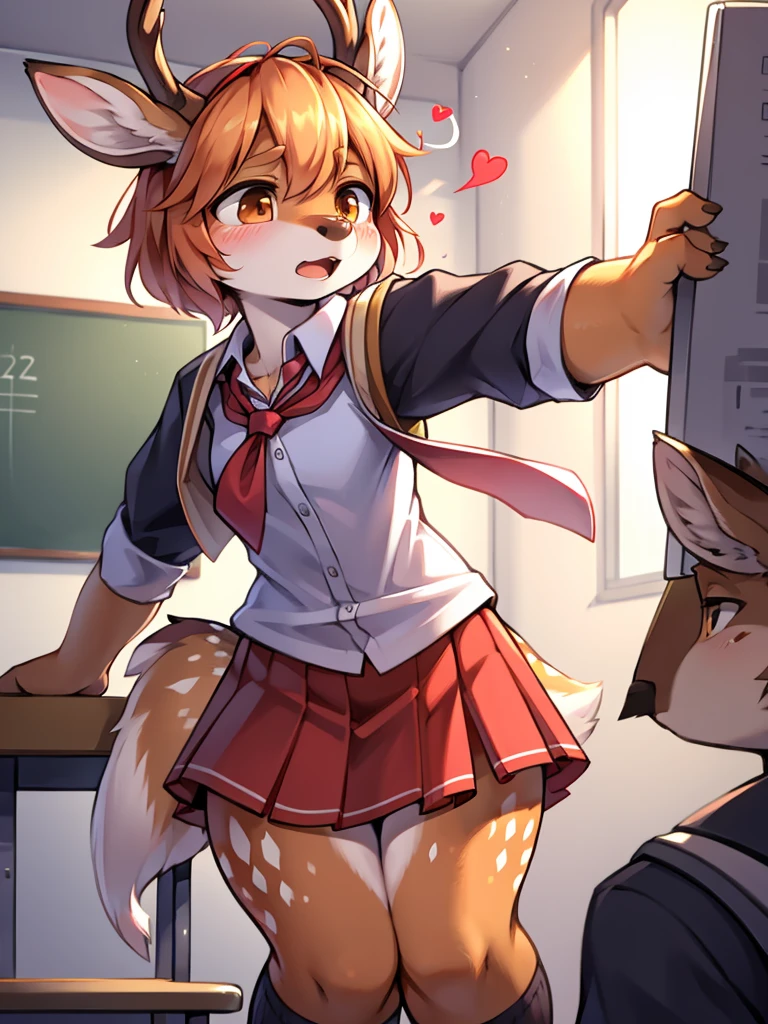 deer girl , school cloth , Heart pounding , It won't stop anymore , Bold action , It seems visible but it's not