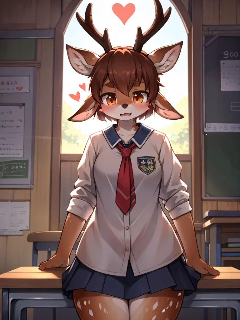 deer girl , school cloth , Heart pounding , It won't stop anymore , Bold action , It seems visible but it's not