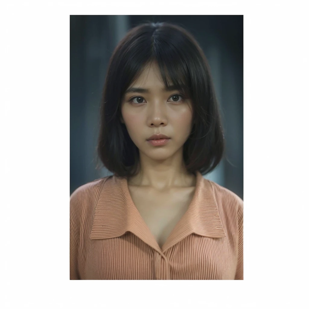 A realistis indonesian woman face age 10 years wear a brown shirt,ultra hd 8k