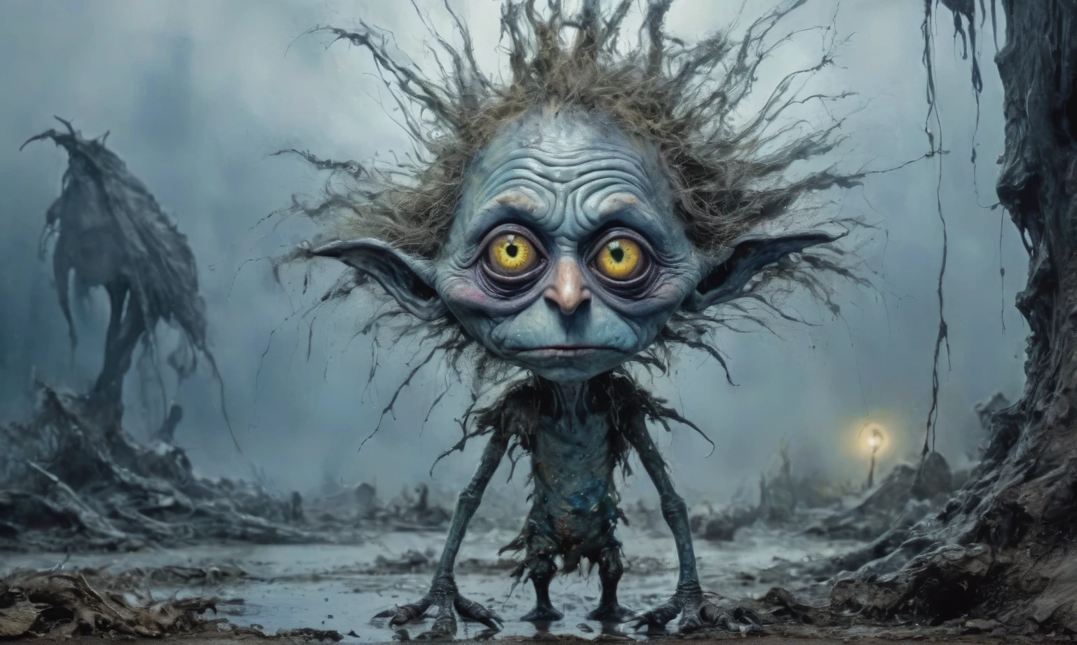 pretty face,eyebrow up,full body length shot,obsidian elf,full body length shot,very beggar niobium Manganite The Alien Entity, babychild, wants eat,full body shot of full body shot of psychedelic style ,The iris looks weird, attractive, The stars in space is reflected in the pupil, goose down eyelashes, long wavy luminescent hair, baggy clothes,  the Lord of the Rings, ,Extremely detailed,High contrast,Masterpiece,Realism,Ultra Detailed, intricate details,realistic humid leather, cinematic style,irina yermolova,high contrast,hdr,extremely detailed, [deep night landscape],masterpiece,intricate details,faded,eyes extremely detailed,Silverclaw,view from height,full-body-shot,High contrast,Masterpiece,Realistic,Ultra Detailed,intricate details,realistic humid skin,extremly intricate,realism,photorealism, cinematic style,irina yermolova,HDR,((Wangechi Quality)),extremely detailed,masterpiece,intricate details,faded,eyes extremely detailed, high detailed eyes,16k resolution,RAW, Nikon Z9,authentic,full body length,Labradorite babygirl,native italian troll ,pretty face,eyebrow up,full body shot,ominous landscape,glate gray atmosphere,by art Simon Stalenhag,Nicola Samori,(((Wangechi Mutu))),prime colors,urban,extremely detailed,masterpiece,intricate details,faded,eyes extremely detailed, high detailed eyes,4k resolution,RAW, Nikon Z9,scary town,stalker,goblin,Dubai of United Arab Emirates,Mestichino,Light particles,marble leather ,ink photography ,Mestichino,Light particles,chaos
