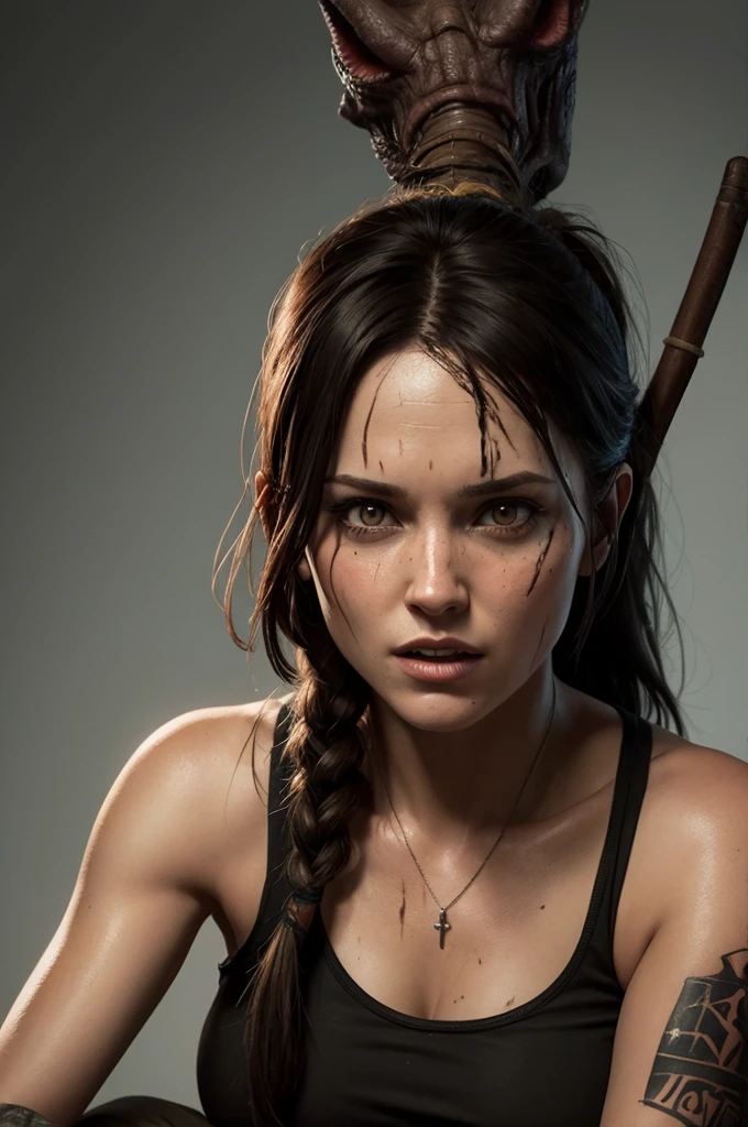 Make a twitch banner with the hillbilly from DBD and lara croft doing a h five