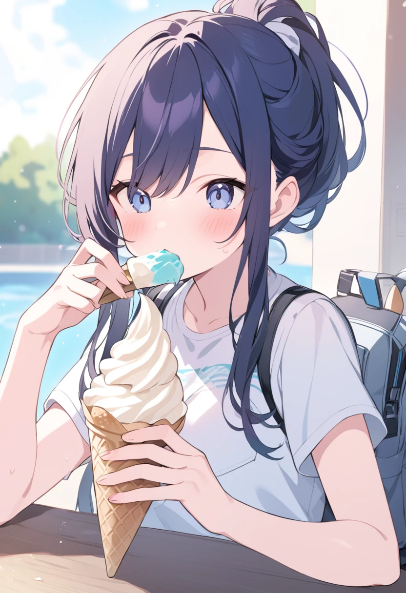 Eat soft serve ice cream