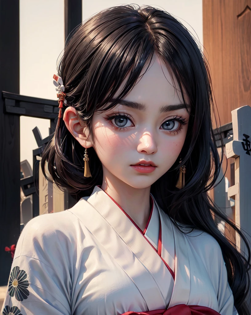 (Highest quality, 32k, High resolution, Masterpiece:1.5), marimo_jet, god々A photograph with brilliant dazzling and healing power., Evoking a sense of calm and elusive beauty, Expressing emotions, Have a rich imagination, Beautiful Japanese Girls, An exceptionally beautiful face, Small Face Beauty, , Perfect Human Anatomy, Magical big eyes, Motherhood and generosity, Deep Love, Fleeting Expression, Shiny black hair, Neat, super long, straight silk hair, Asymmetrical bangs, Hair between the eyes, Transparent, soft white skin, Sharp eyebrows, Thin lashes, Natural Makeup, ((White kimono:1.43)), Slim figure with ample breasts, ((Japanese Cemetery:1.5)), ((Midnight Darkness:1.5)), Professional photographer, Professional models