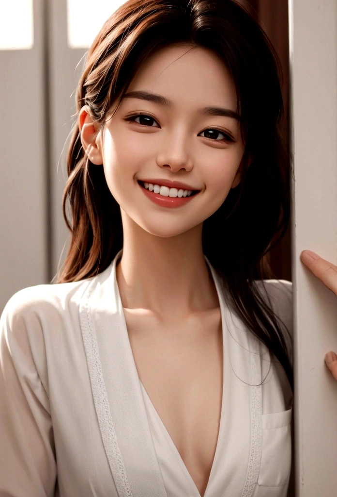 Smiling with some teeth showing