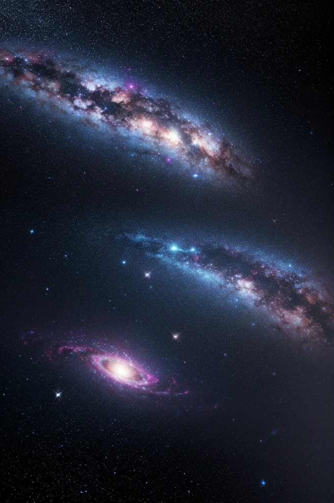 Make space with shining galaxies. 4K. wall-paper