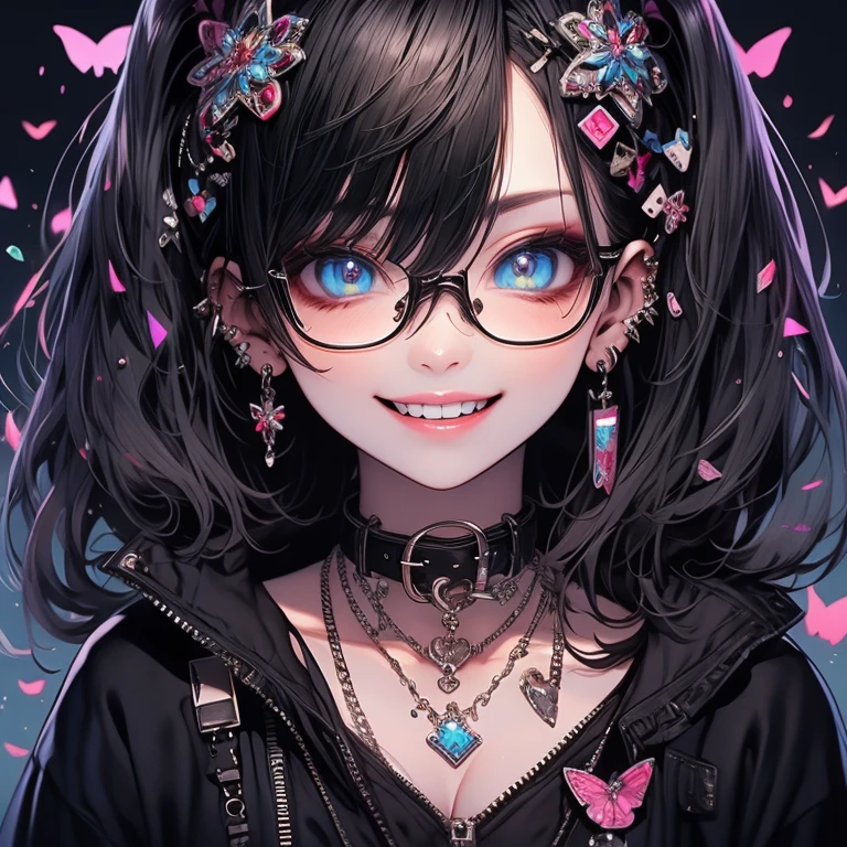 Highest quality,Highest Resolution,sexy,Short Bob,Very beautiful eyes,smile,Big Breasts,whole body,Glasses,Black Hair