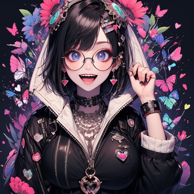 Highest quality,Highest Resolution,sexy,Short Bob,Very beautiful eyes,smile,Big Breasts,whole body,Glasses,Black Hair