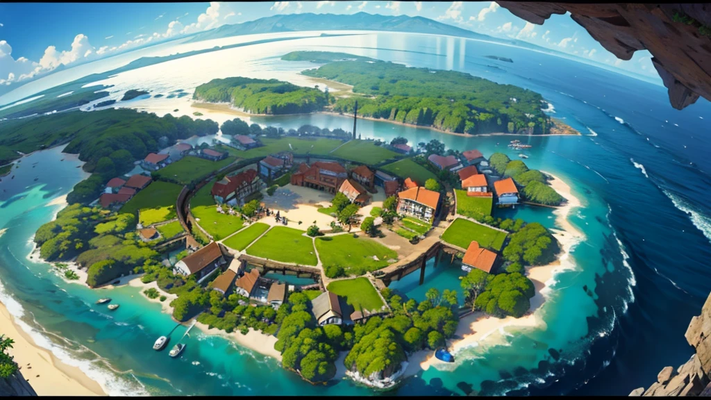 make a giant trading island with boats