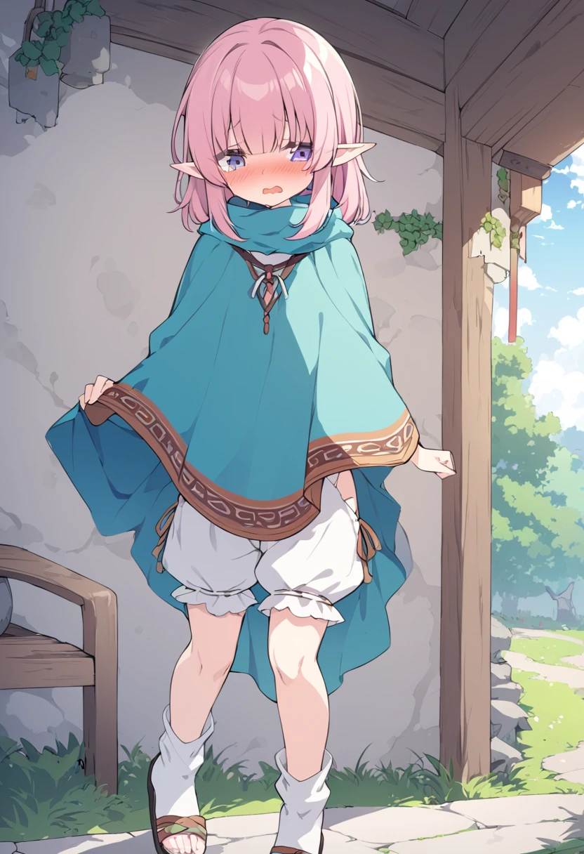 BREAK Perfect Anatomy、(High resolution:1.2)、Incredible illustrations、(Cute illustrations:1.2)、
(Beautiful background(deep in the forest))
1 girl((multicolored pink hair hair,(bangs over eyes), embarrassed)1girl((a girl,elf 1.5meters, 25kg,18 years old female,
((tunic,poncho,(loose pants,bloomers),thigh-high socks, sandals), (ソフトクリームを食べる)