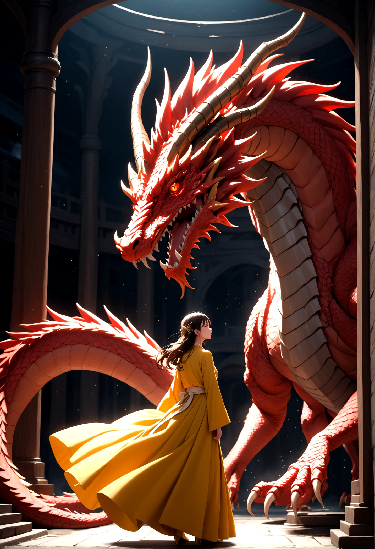 red dragon with yellow robe