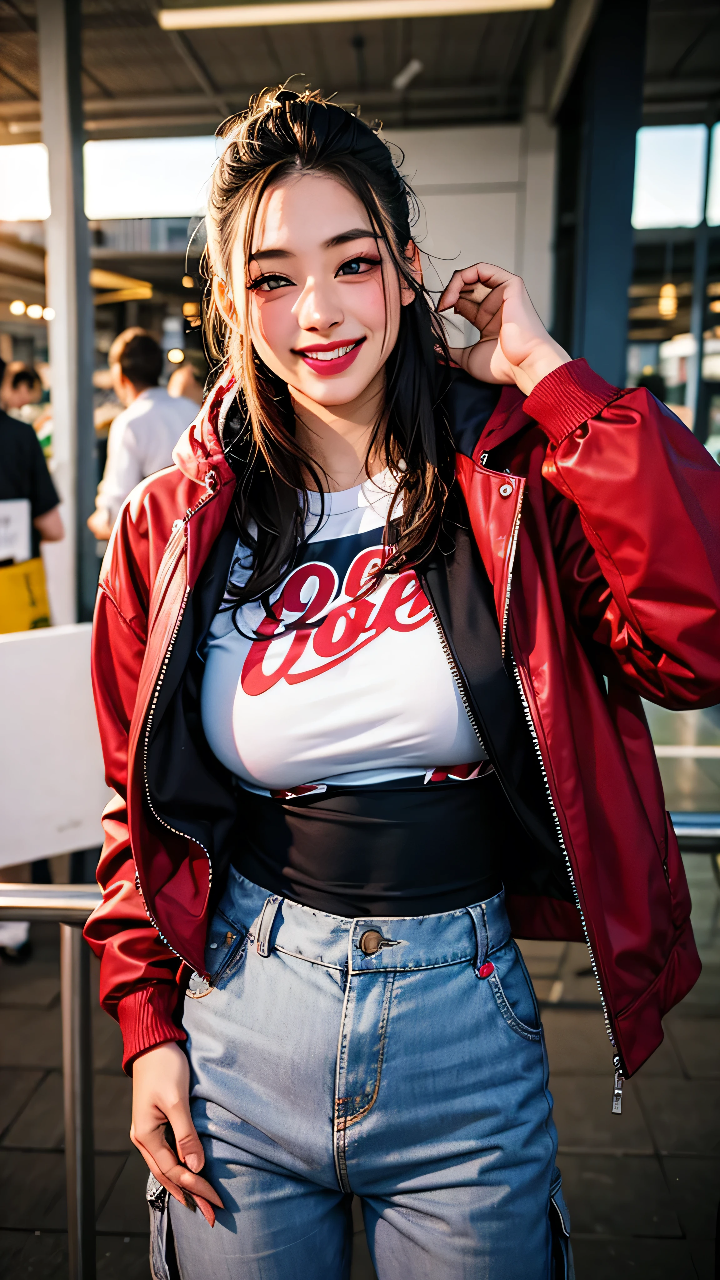 { 1 girl }, { (masterpiece:1.3), (absurd resolution:1.3), (best quality:1.2), (photo realistic:1.4), (Luminous lighting:0), (Chiaroscuro:0) }, { ((young, cute, beautiful, 20 years old)), ((makeups)),((blushed)),(smiling),(weeping:0),(eyes rolled up:0),(scared:0),(panting:0),(aroused:0), (shiny skin:0),(((slender body))), (beautiful big breasts:0), (perky nipples:0), ((big pelvis)) }, { loose hip-hop fashion, ((oversize)) soccer shirts, (((loose oversize cargo))) hip-hop pants, running shoes, ((full shot)) }