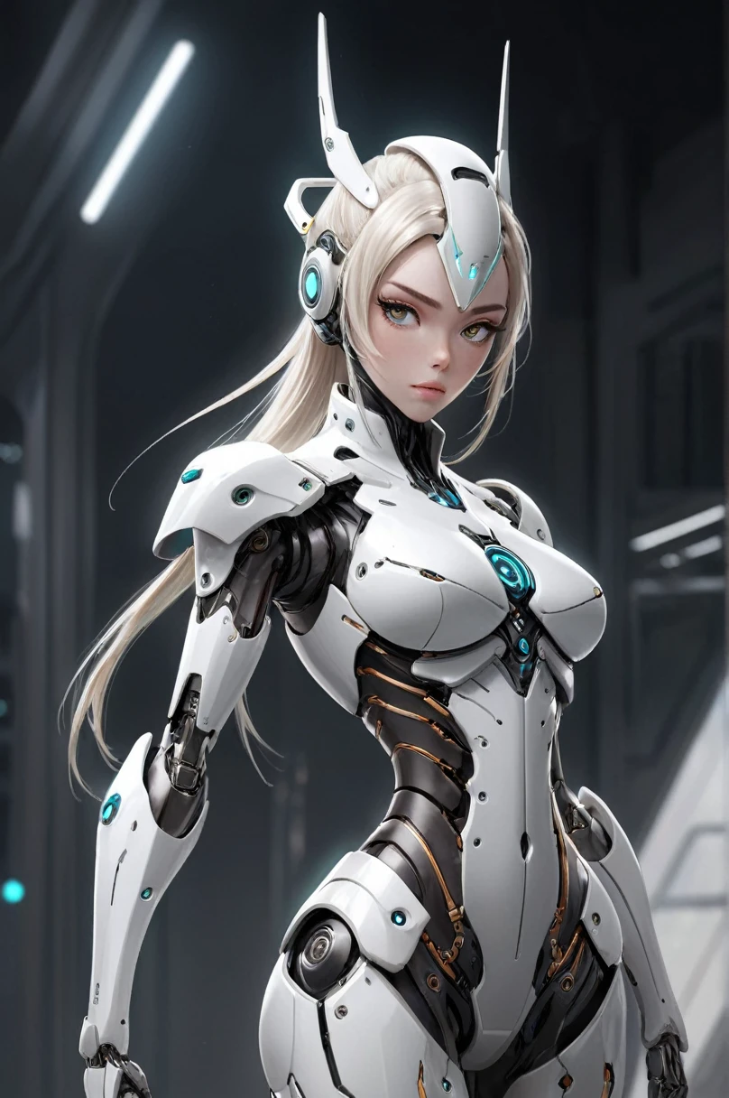 futuristic robot Ethereal and Mecha Themes High quality digital concept art Simple futuristic cyborg empress cyberpunk anime girl robot Mecha Anime Aesthetics Amazing wallpaper by Yang J, alexandre ferra white mecha beautiful robot character design, cgsociety and fenghua zhong, concept art. warframe, in white futuristic armor, full body, wide angle