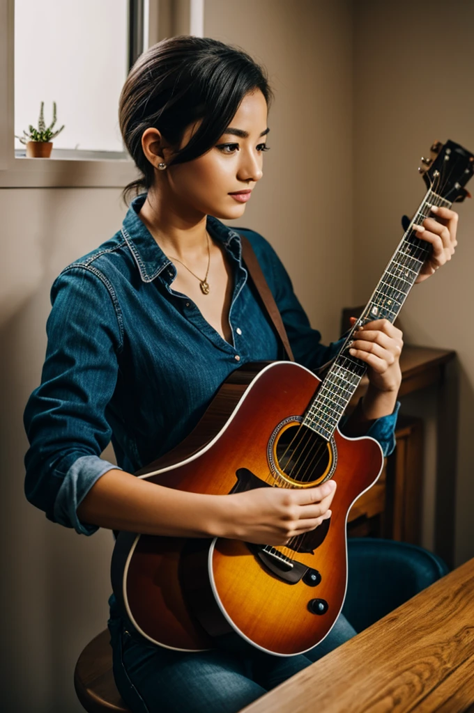 Rock cat holding a guitar